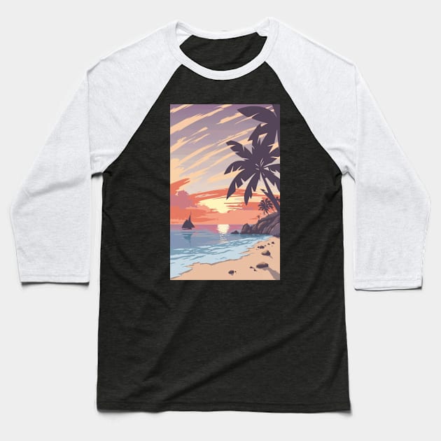 Sunset at the beach Baseball T-Shirt by Gate4Media